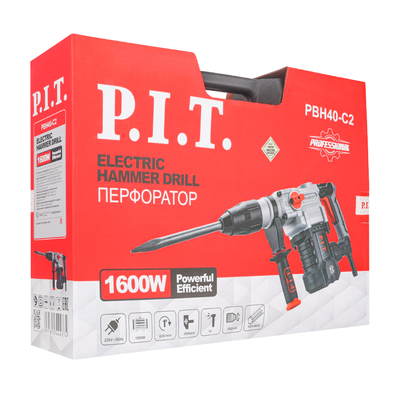 Профессиональный перфоратор P.I.T. PBH40-C2 Мастер (тип патрона SDS-Max, долбление, вес 11.5 кг, кейс)