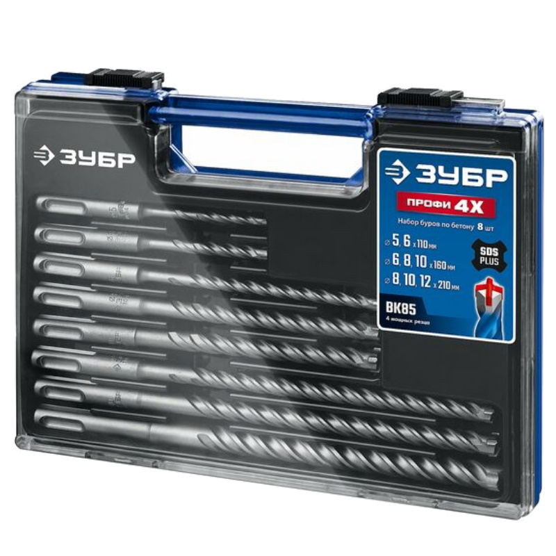 Буры Зубр ПРОФИ-4Х 29313-H8-1, SDS-plus, набор №1, 8 штук  в Иваново