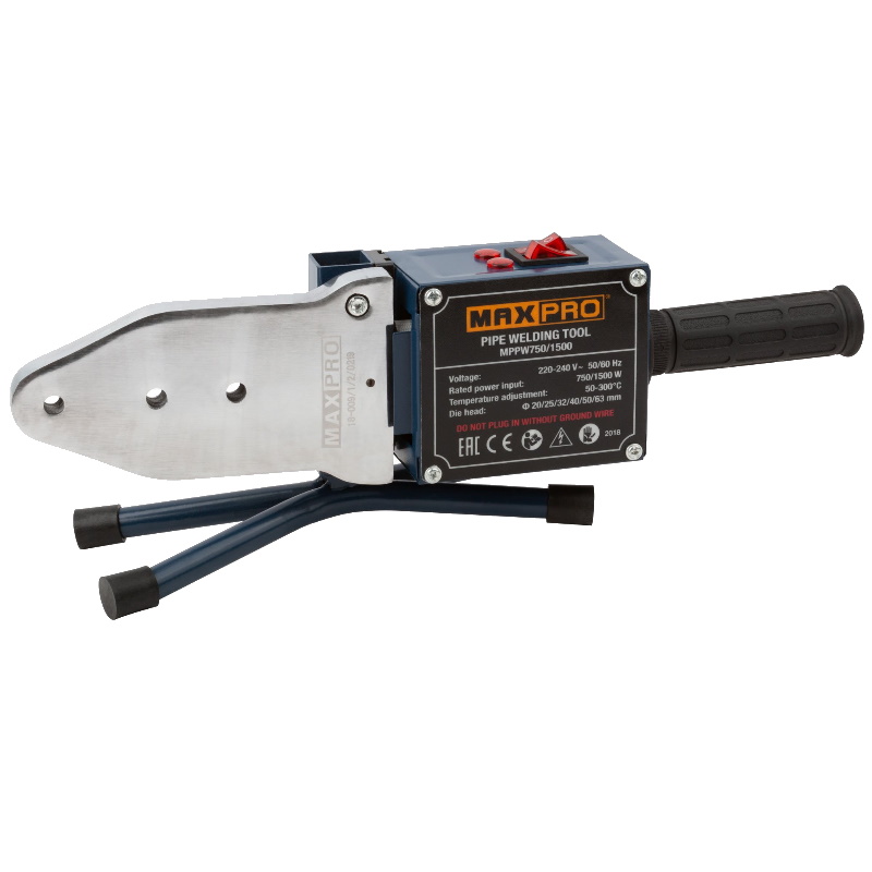 Аппарат сварочный Max-Pro 85283 для пластиковых труб, 750/1500 Вт, 50-300℃, 6 насадок