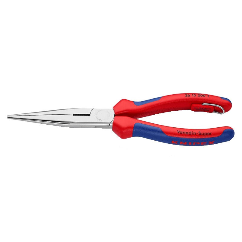 Длинногубцы с режущими кромками Knipex KN-2615200T, 200 мм, хром, 2-компонентные ручки, проушина для страховки в Угличе