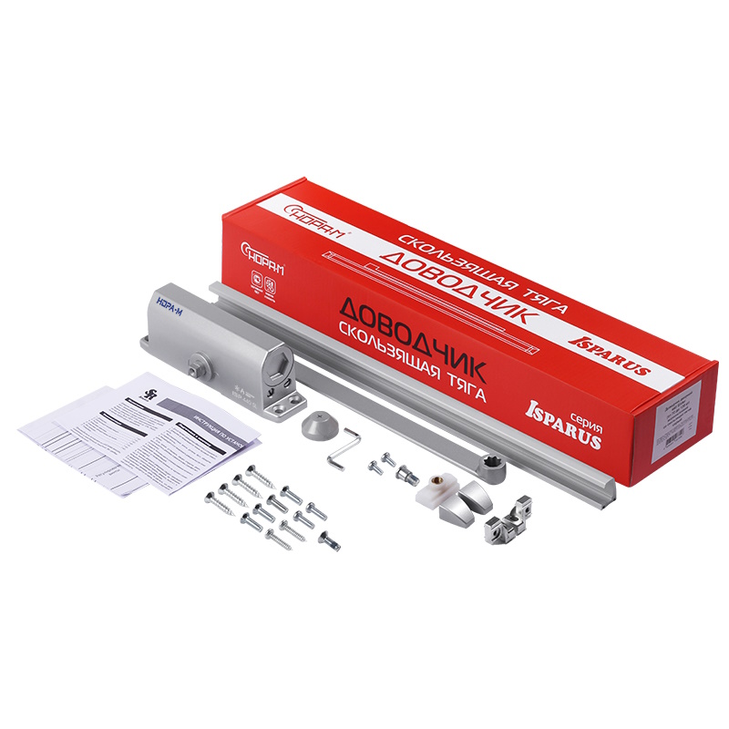Доводчик дверной Нора-М ISPARUS 440 Slider 18783, от 70 до 130 кг, серый, со скользящей тягой в Туле