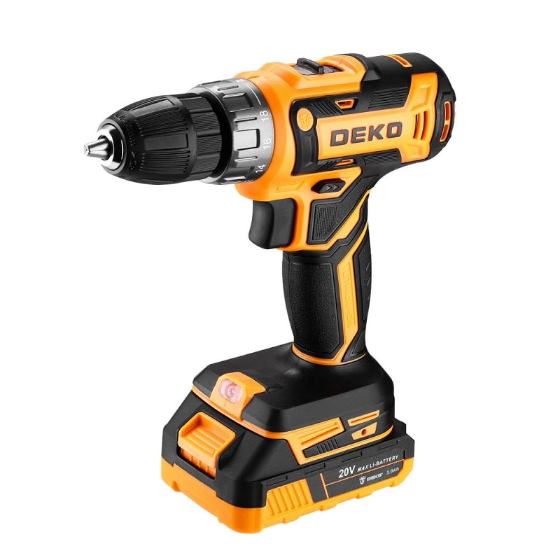 Аккумуляторная дрель-шуруповерт Deko Banger 20V ONE+ 083-1109, 13 предметов, в кейсе, 2x3.0 Ач в Рыбинске