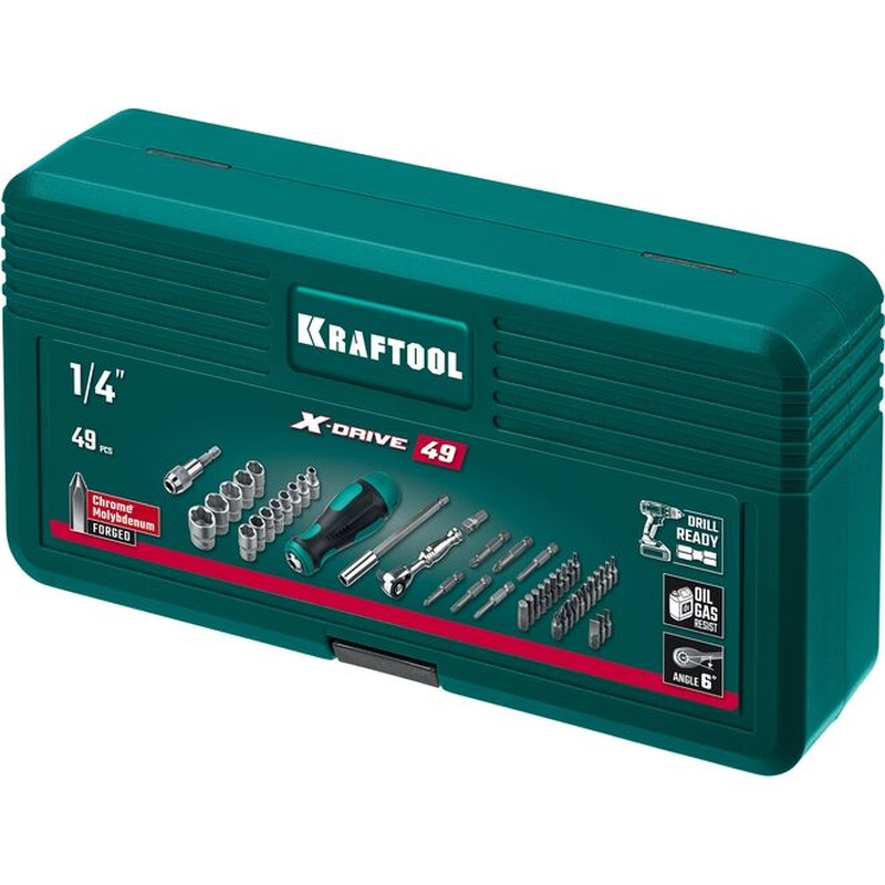 Набор бит и головок с битодержателем и трещоткой Kraftool X-Drive-49 25816 (49 шт) во Владимире