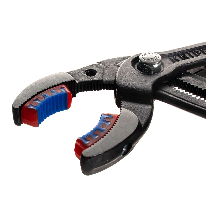 Клещи переставные Knipex KN-8111250 трубные, зев 10-75 мм, длина 250 мм, пластиковые насадки на губках, фосфатированные в Угличе