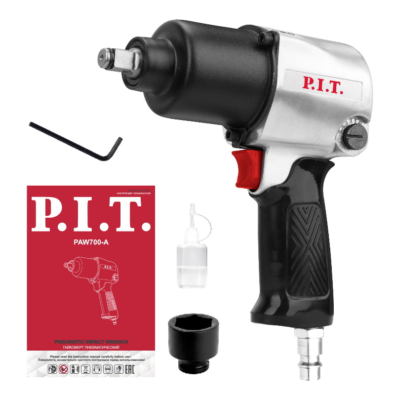 Гайковерт пневматический P.I.T. IMPACT PAW700-A, 90PSI, 7000 об/мин, 680Нм, 120 л/мин в Ярославле