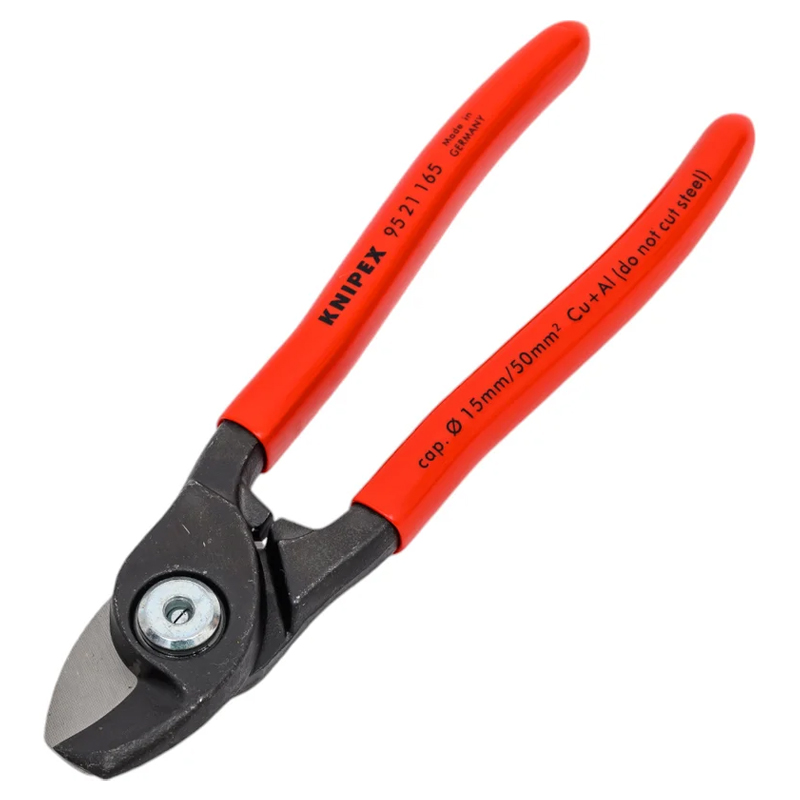 Кабелерез Knipex KN-9521165 Ø 15 мм (50 мм²), длина 165 мм, пружина, фосфатированный, обливные ручки в Костроме