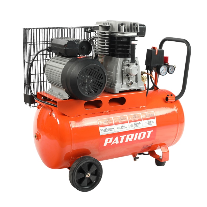 Компрессор поршневой ременной Patriot PTR 50-360I, быстросъемный 1/4" + "елочка" 525301960 в Костроме