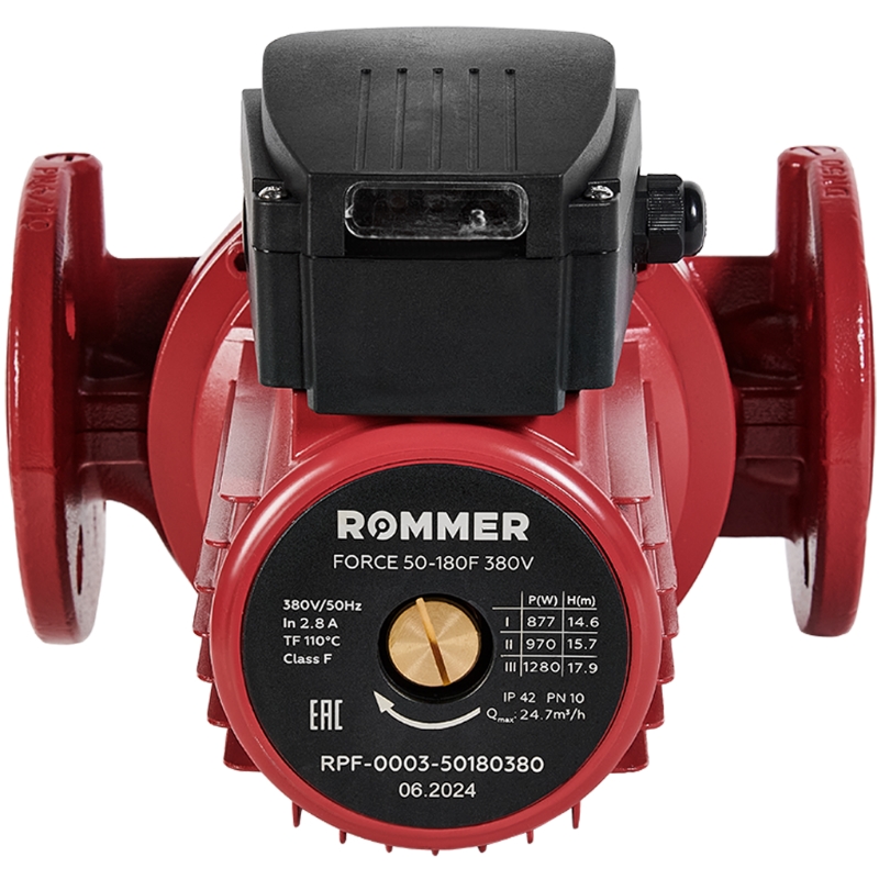 Насос циркуляционный Rommer RPF-0003-50180380 FORCE, фланцевый, трехскоростной, 50-180F, 380V