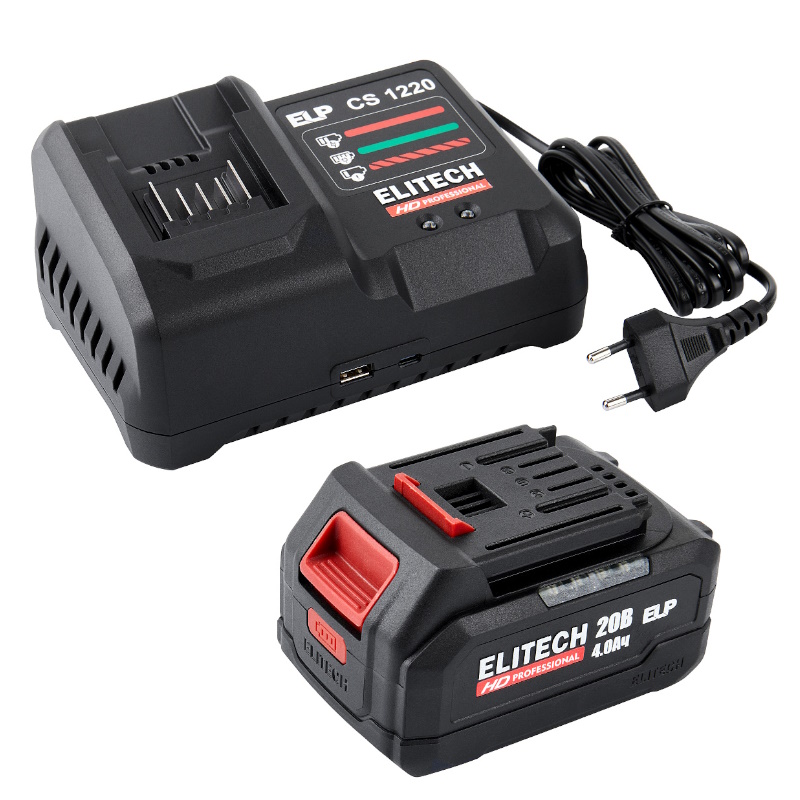 Пила цепная аккумуляторная Elitech HD CS 2012BLPK (E1611.026.01) 211701, бесщеточная, 20В, 1х4Ач и ЗУ, Li-ion