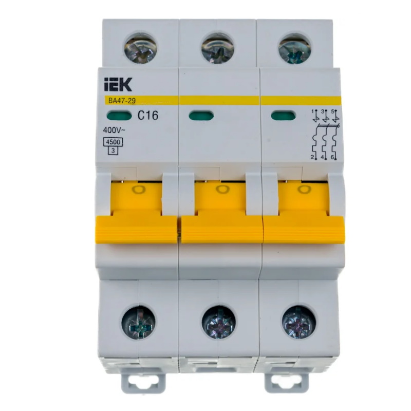 Выключатель автоматический IEK ВА47-29 3П MVA20-3-016-C, 16A C, 4,5кА