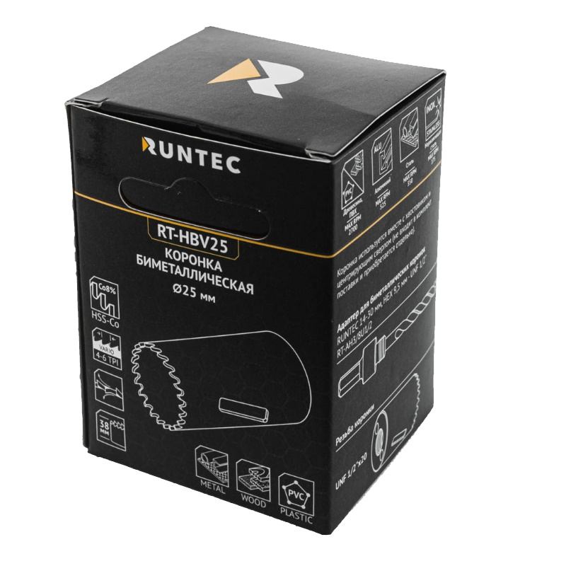 Коронка биметаллическая Runtec RT-HBV25, 25 мм, 4-6 TPI в Туле