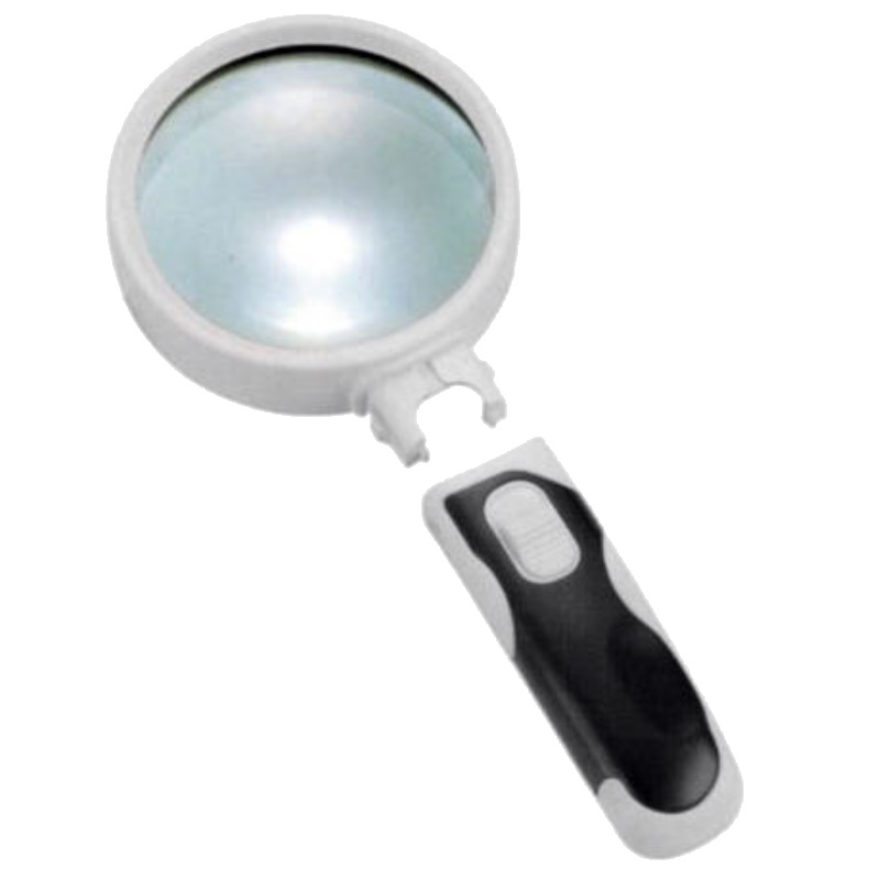 Лупа ручная Kromatech 77375B 72315, круглая, 5x, 75 мм, с подсветкой (2 LED), черно-белая в Угличе