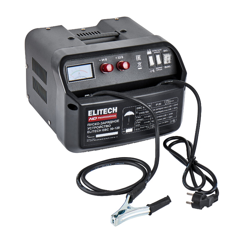 Устройство пуско-зарядное Elitech HD EBC 30/120 206811, 12/24 В, 0.8/3.6 кВт, заряд 12/20 А в Туле