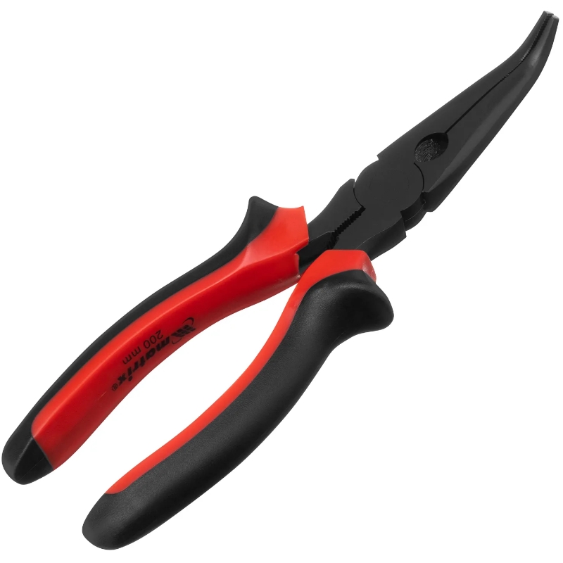 Длинногубцы Matrix Black Nickel 17462, 200 мм, изогнутые, двухкомпонентные рукоятки