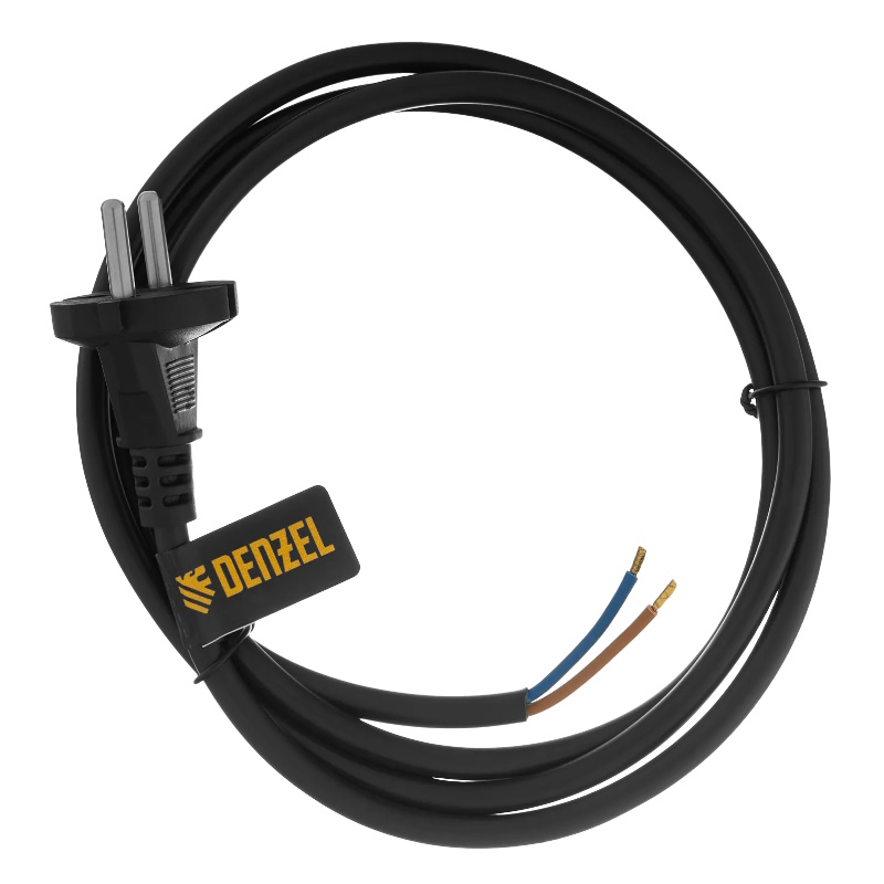 Шнур сетевой Denzel Energy Series 37669, ПВС, 1,5 м, 2х1,5 мм, с неразборной вилкой, черный в Твери