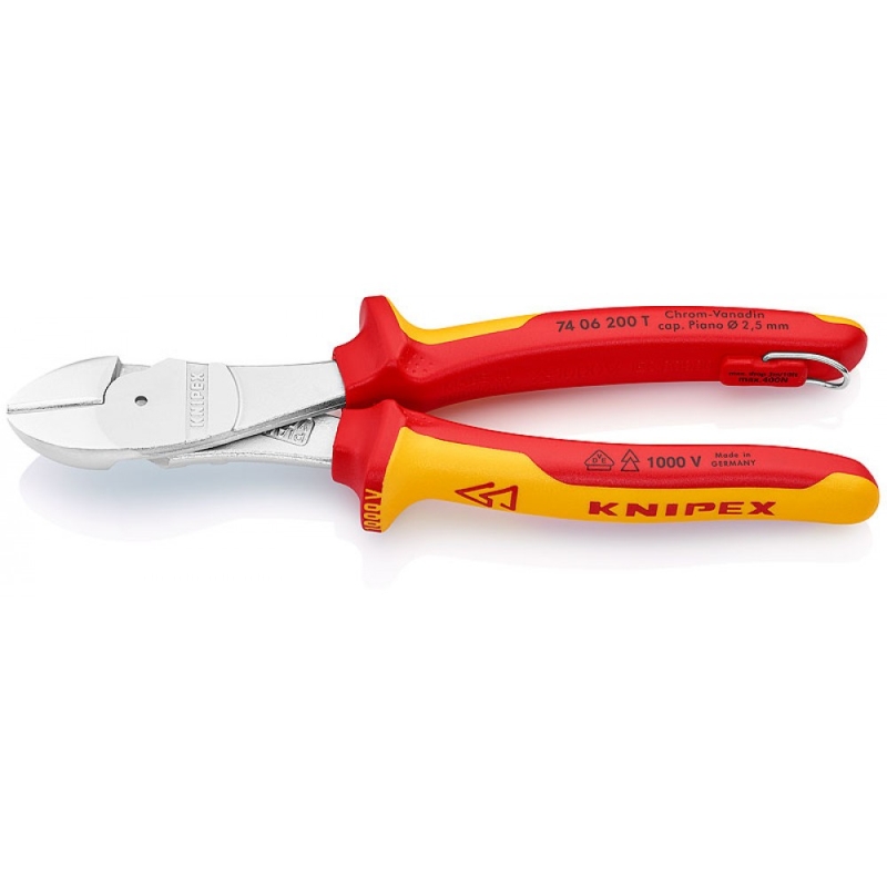 Бокорезы особо мощные Knipex KN-7406200T VDE, 200 мм, хром, 2-комп диэлектрические ручки, проушина для страховки в Иваново
