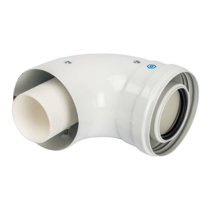 Элемент дымохода конденсационный адаптер Stout SCA-8610-230090 90° DN60/100