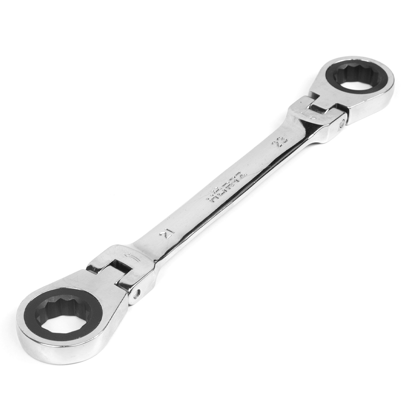 Ключ накидной двусторонний Hortz 118765 21х23 мм трещоточный шарнирный хром 1343₽