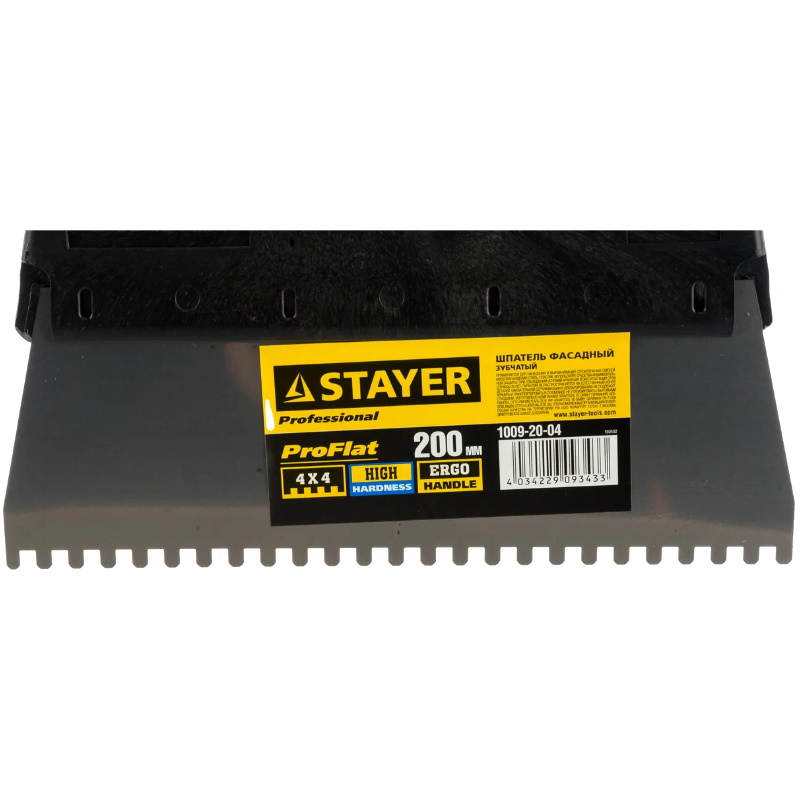 Зубчатый шпатель для клея Stayer Professional 1009-20-04 (200 мм, зуб 4х4 мм)