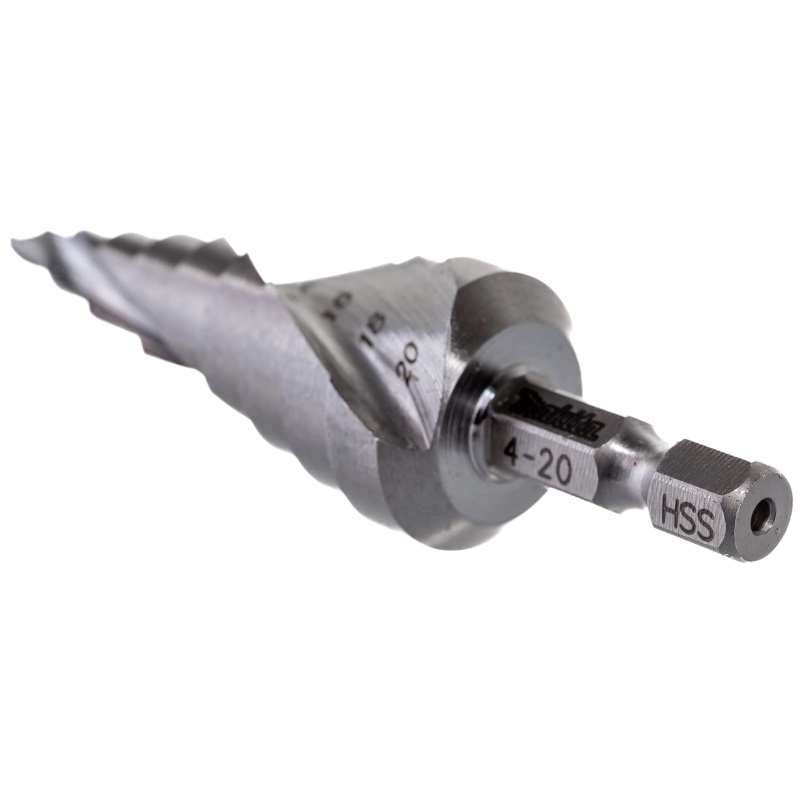 Сверло ступенчатое Makita D-40157 HSS 4-20x75, 1/4" (с косой канавкой)