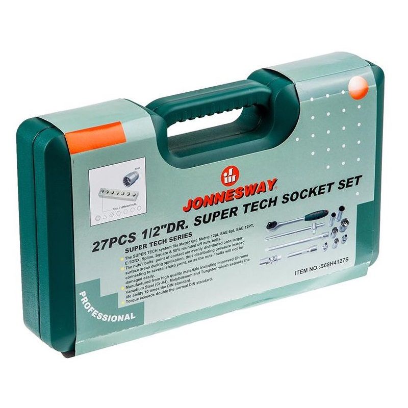 Набор головок торцевых Jonnesway S68H4127S, Super Tech, с аксессуарами, 27 предметов в Муроме