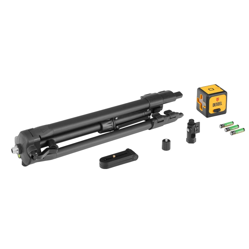 Лазерный уровень Denzel DQB-T 350165, 30 м, зеленый луч, батарейки, штатив в Вологде