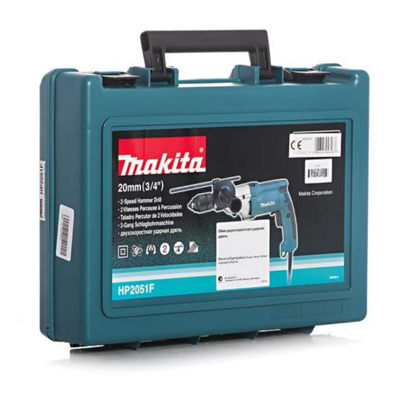 Дрель ударная Makita HP 2051F мощность 720 Вт отверстия в дереве до 40 мм патрон 13 мм доп ручка