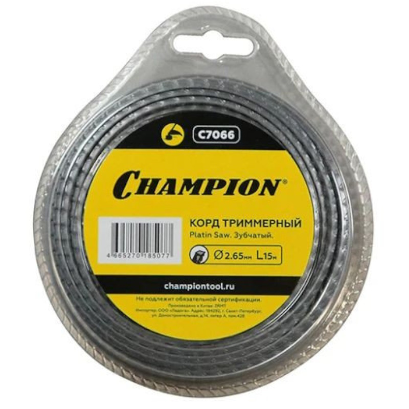 Корд триммерный Champion Platin Saw C7066 265 мм 15 метров зубчатый 242₽