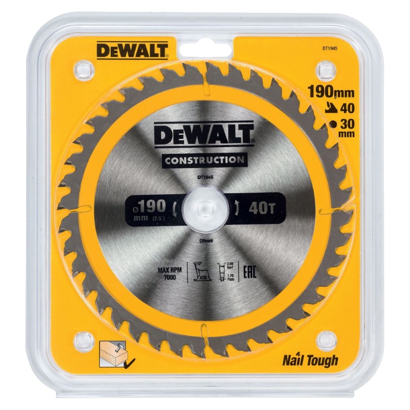 Пильный диск DeWalt CONSTRUCT DT1945-QZ 190/30 мм в Костроме