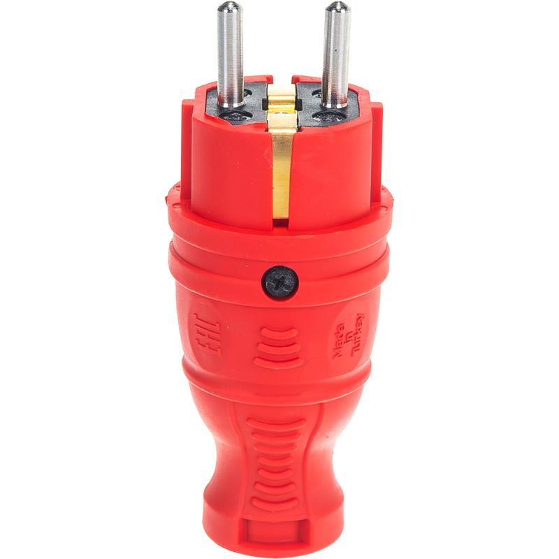Вилка прямая Эра V8-RED-IP44 (каучуковая, с заземлением, прямая, 16 A, IP44, красная) Б0044547 в Кинешме