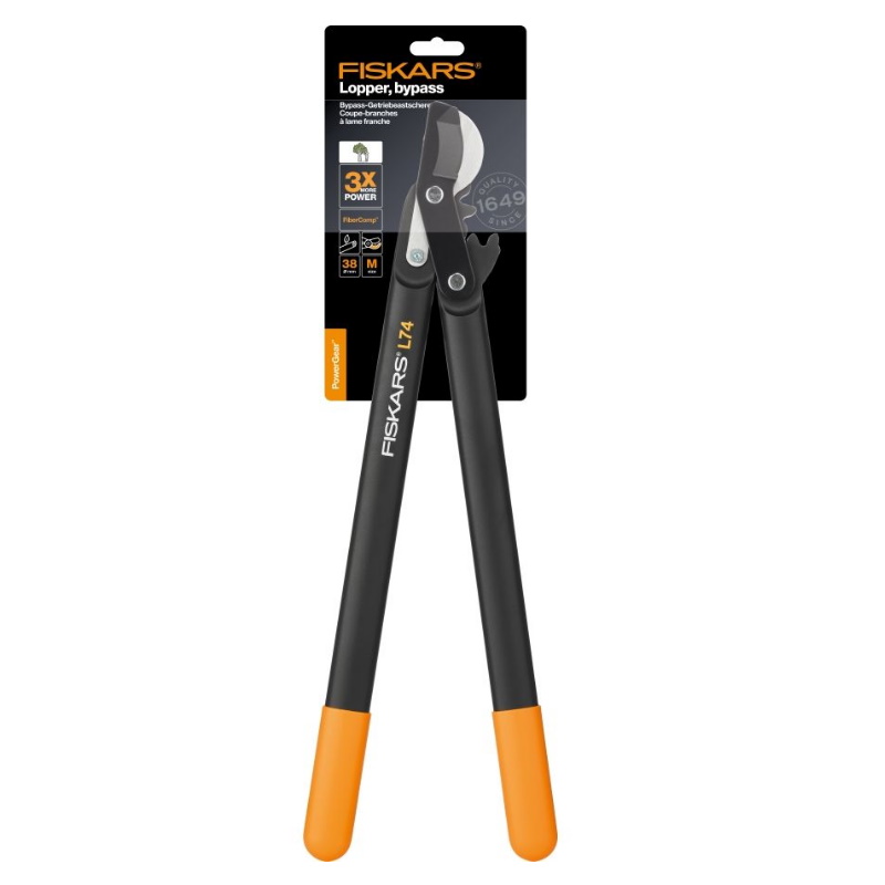 Сучкорез плоскостной с загнутыми лезвиями средний Fiskars L74 PowerGear 1000582