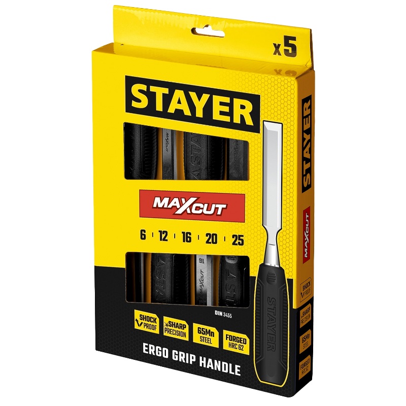 Набор стамесок с пластмассовыми ручками Stayer 1820-H5 (6/12/16/20/25 мм, 5 шт.)