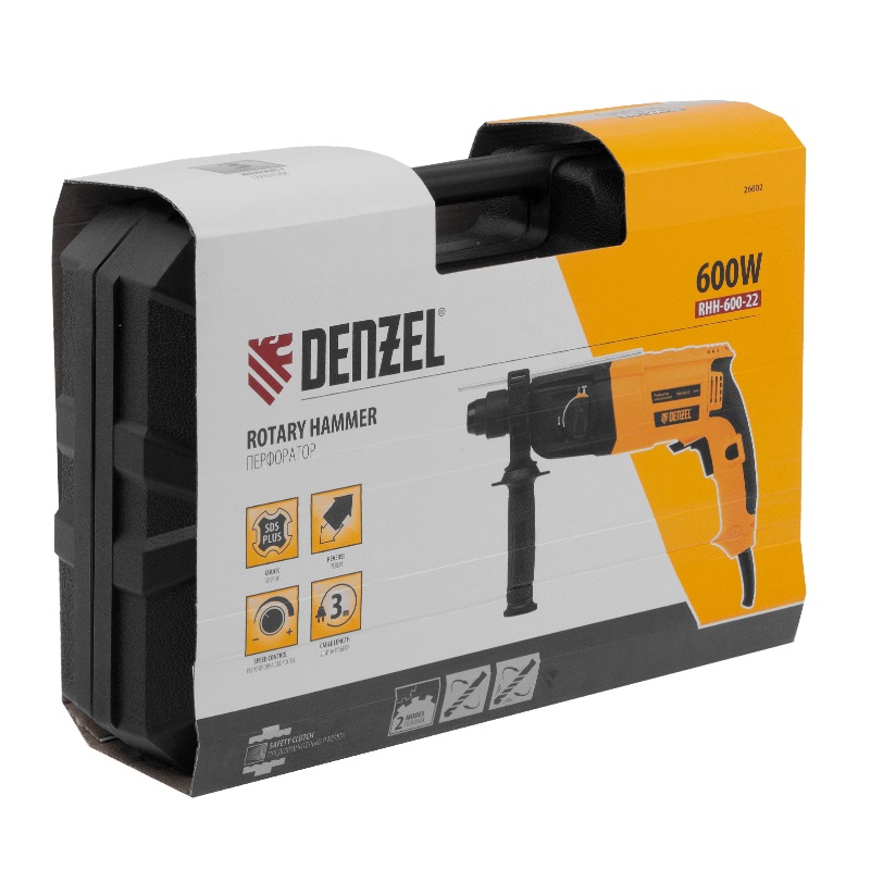 Перфоратор Denzel RHH-600-22 26602 в кейсе, с защитной муфтой в Иваново