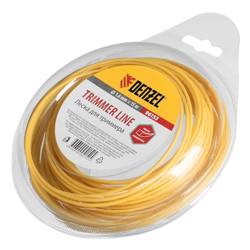 Леска для триммера квадратная Denzel 96153 16ммх15м блистер Россия 50₽
