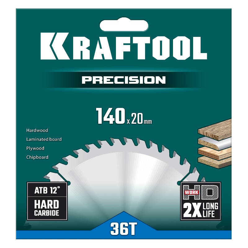 Пильный диск по дереву Kraftool Precision 36952-140-20, 140 х 20 мм, 36Т