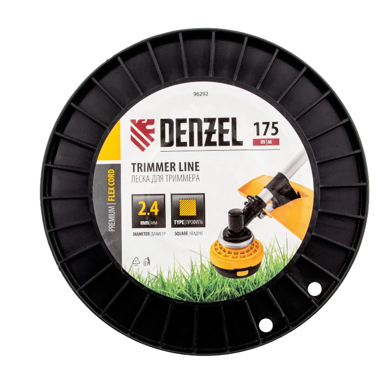 Леска для триммера Denzel FLEX CORD 96292, квадрат, 2,4мм х 175м, на DIN катушке в Туле