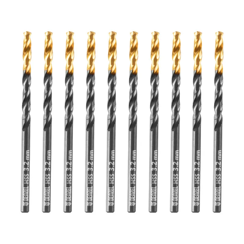 Сверло по металлу Denzel 717206, 3,2 мм, HSS-Tin, Golden Tip, 10 шт. в Угличе