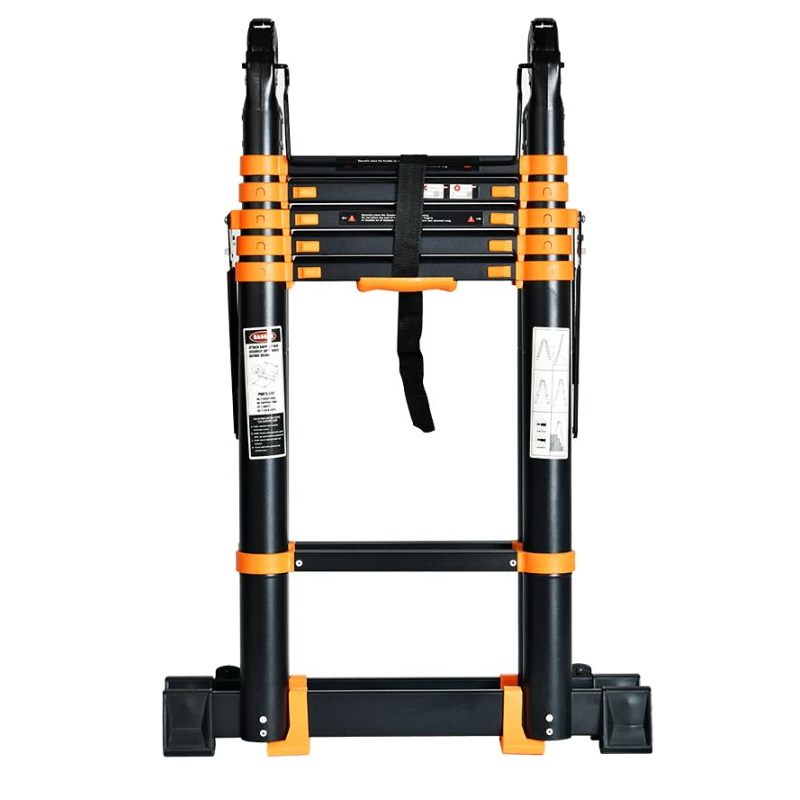 Лестница телескопическая Startul BLACK LINE ST9932-042, 2-х секционная, алюминиевая, 210/420 см, 2х5 ступеней, 14.8 кг в Кинешме