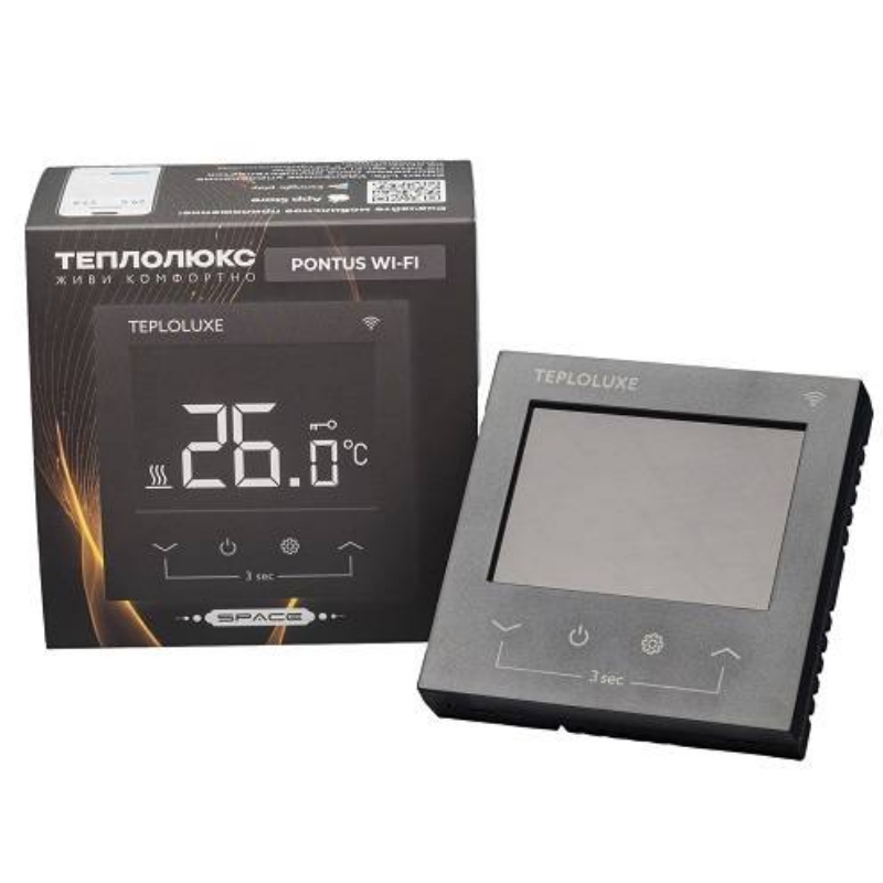 Терморегулятор электронный Теплолюкс Pontus wi-fi 100037059600, черный Space в Муроме