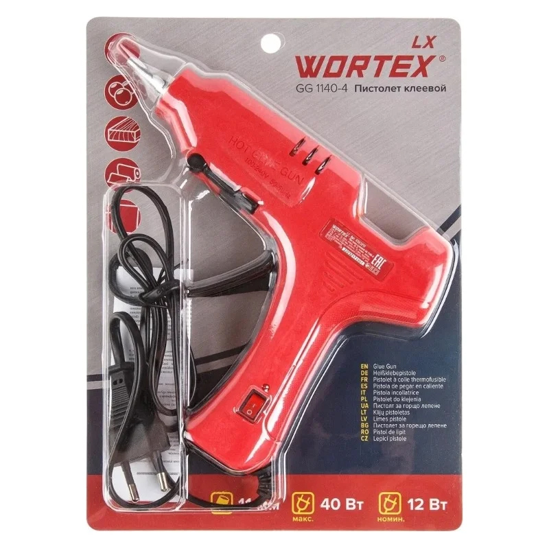 Пистолет клеевой Wortex LX GG 0323217 1140-4 в блистере 40 Вт, 11,2 мм, 6 г/мин в Туле