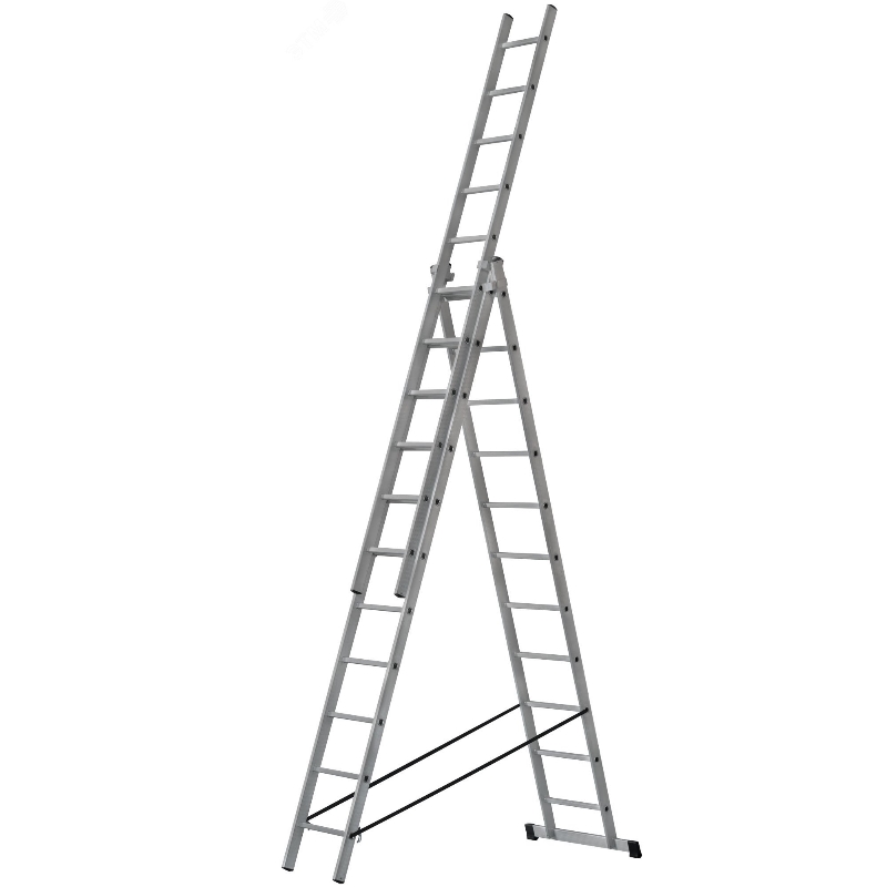 Лестница Fit 65437 трехсекционная алюминиевая усиленная 3 х 11 ступеней H316539759 см вес 1661 кг 65437 27972₽
