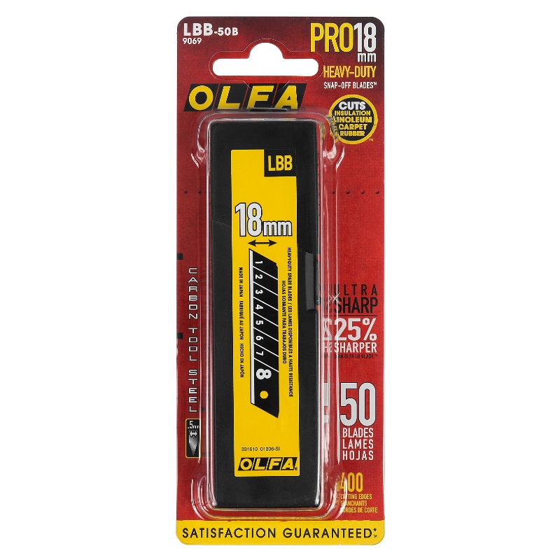 Лезвие Olfa BLACK MAX OL-LBB-50B для канцелярского ножа (8 сегментов, в упаковке 50 шт)