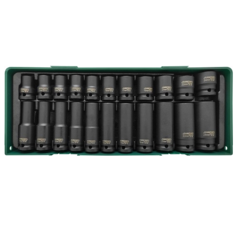 Набор головок ударных Jonnesway S03A4122SP 046655, 1/2"DR в ложементе, 10-24 мм, 22 предмета