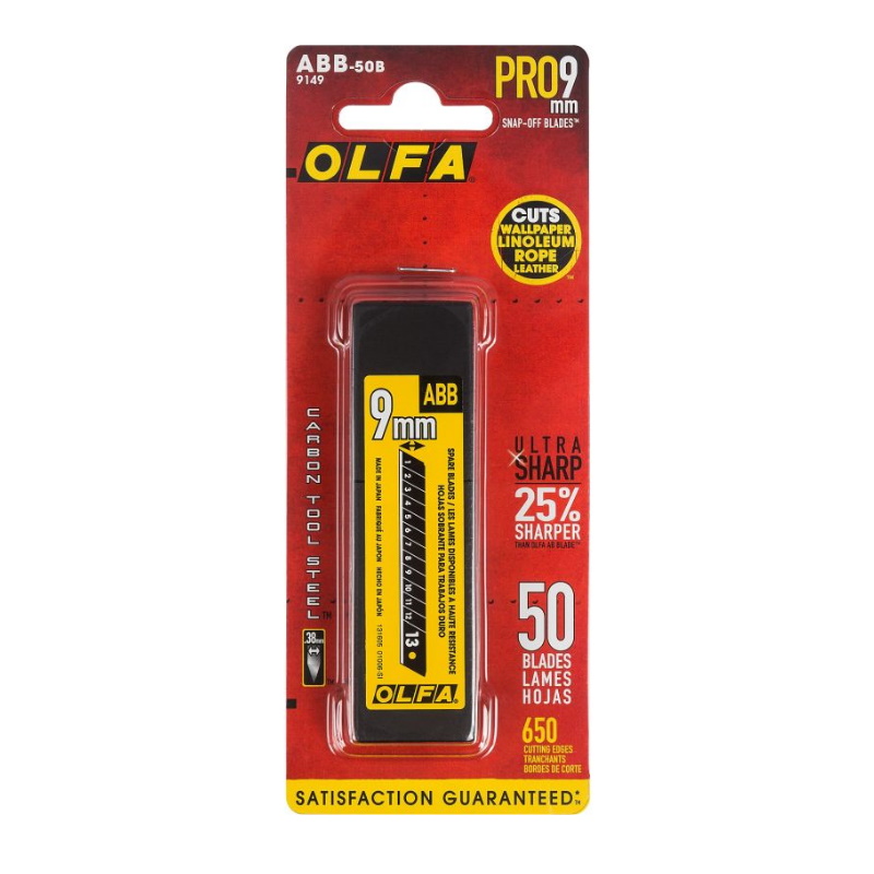 Лезвия Olfa BLACK MAX OL-ABB-50B сегментированные, 9х80х0,38 мм, 13 сегментов, 50 шт. в Рыбинске