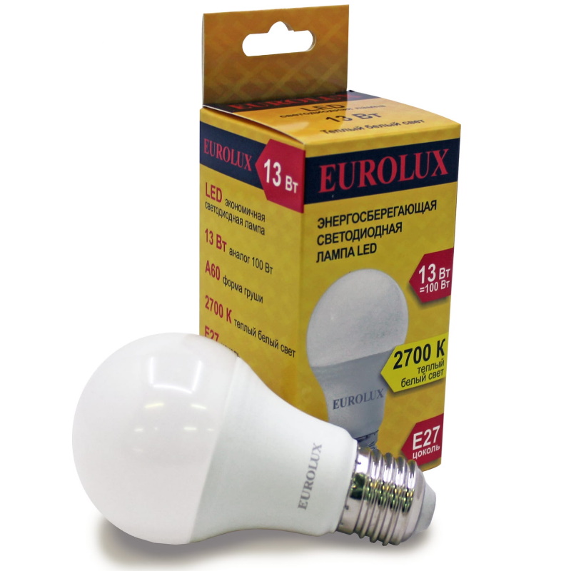 Лампа светодиодная Eurolux LL-E-A60-13W-230-2,7K-E27 в Туле