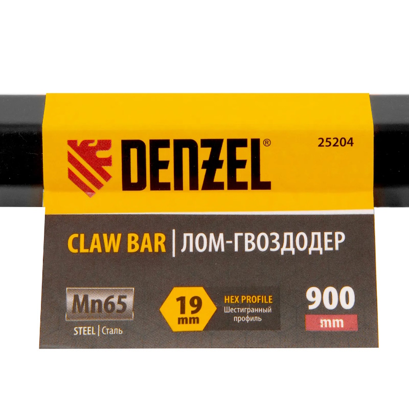 Лом-гвоздодер Denzel 25204, 900 мм, шестигранный 19 мм, окрашенный, сталь 65 в Кинешме