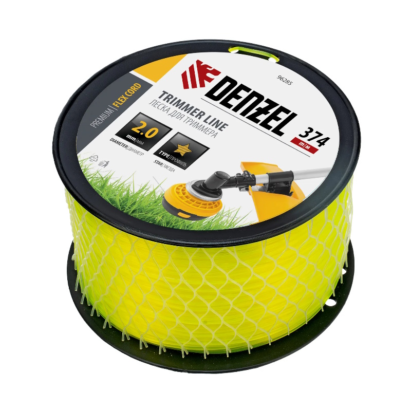 Леска для триммера Denzel FLEX CORD 96285, звезда, 2,0мм х 374м, на DIN катушке  в Муроме