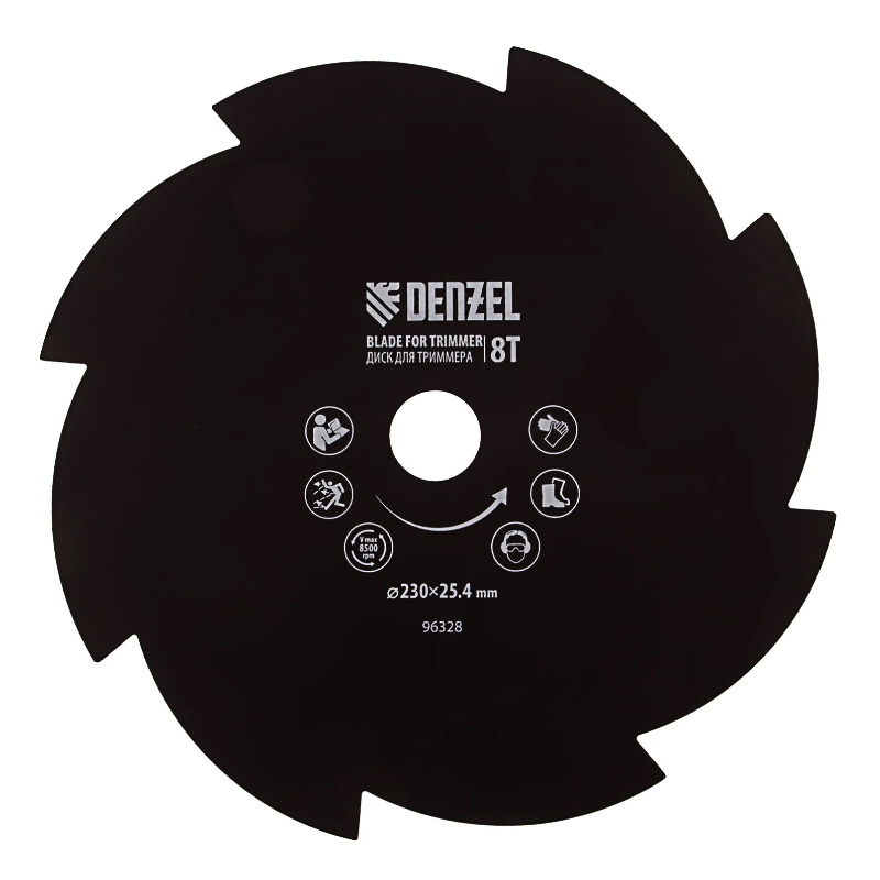 Диск для триммера Denzel 96328, 230х25,4 толщина 1,6 мм, 8 лезвий