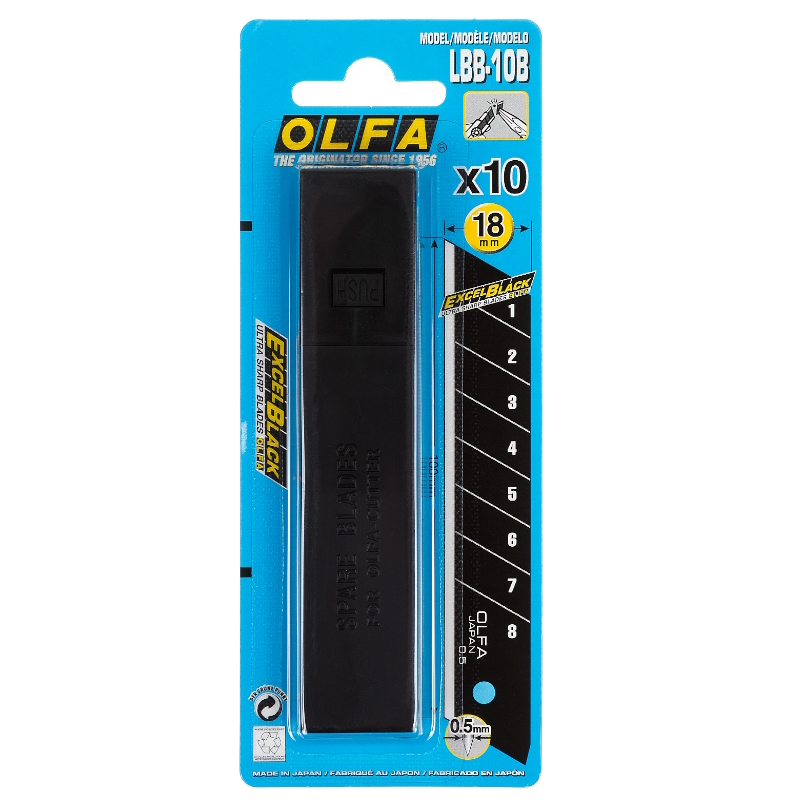 Сегментированные лезвия Olfa OL-LBB-10 EXCEL BLACK, 18 мм, 10 шт, в боксе в Череповце
