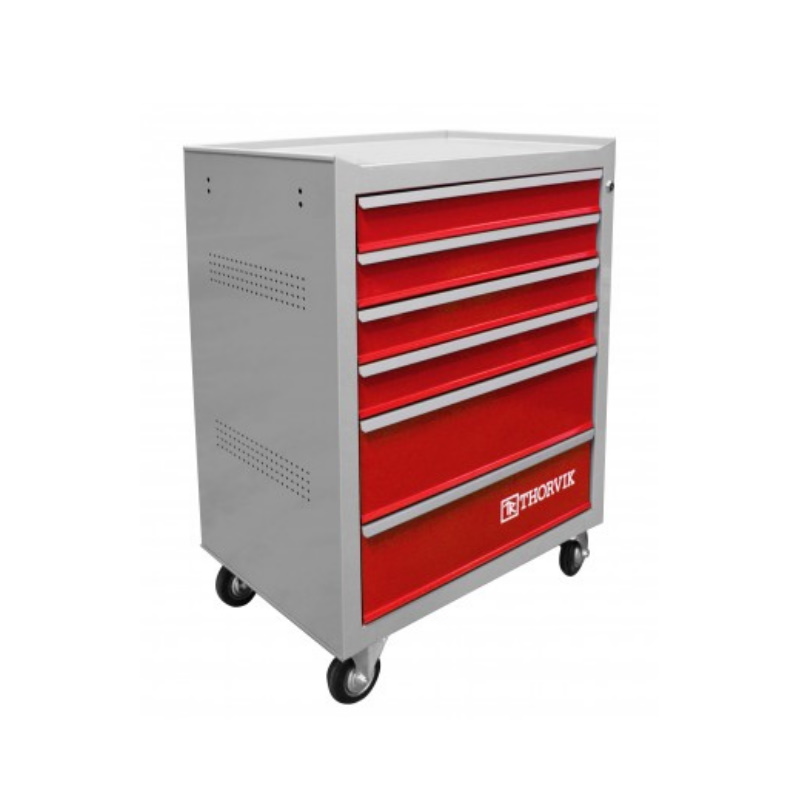 Тележка инструментальная Thorvik TT6GR-R 053402 6-ти полочная (серая с красными ящиками) в Муроме